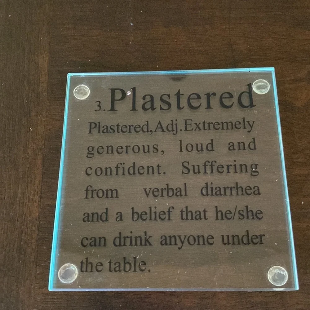 Bar Drink Coasters - Set of 6 - Glass 4” x 4”‎